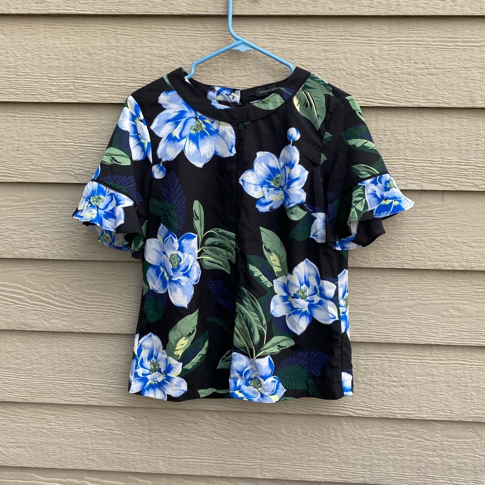 Black floral blouse